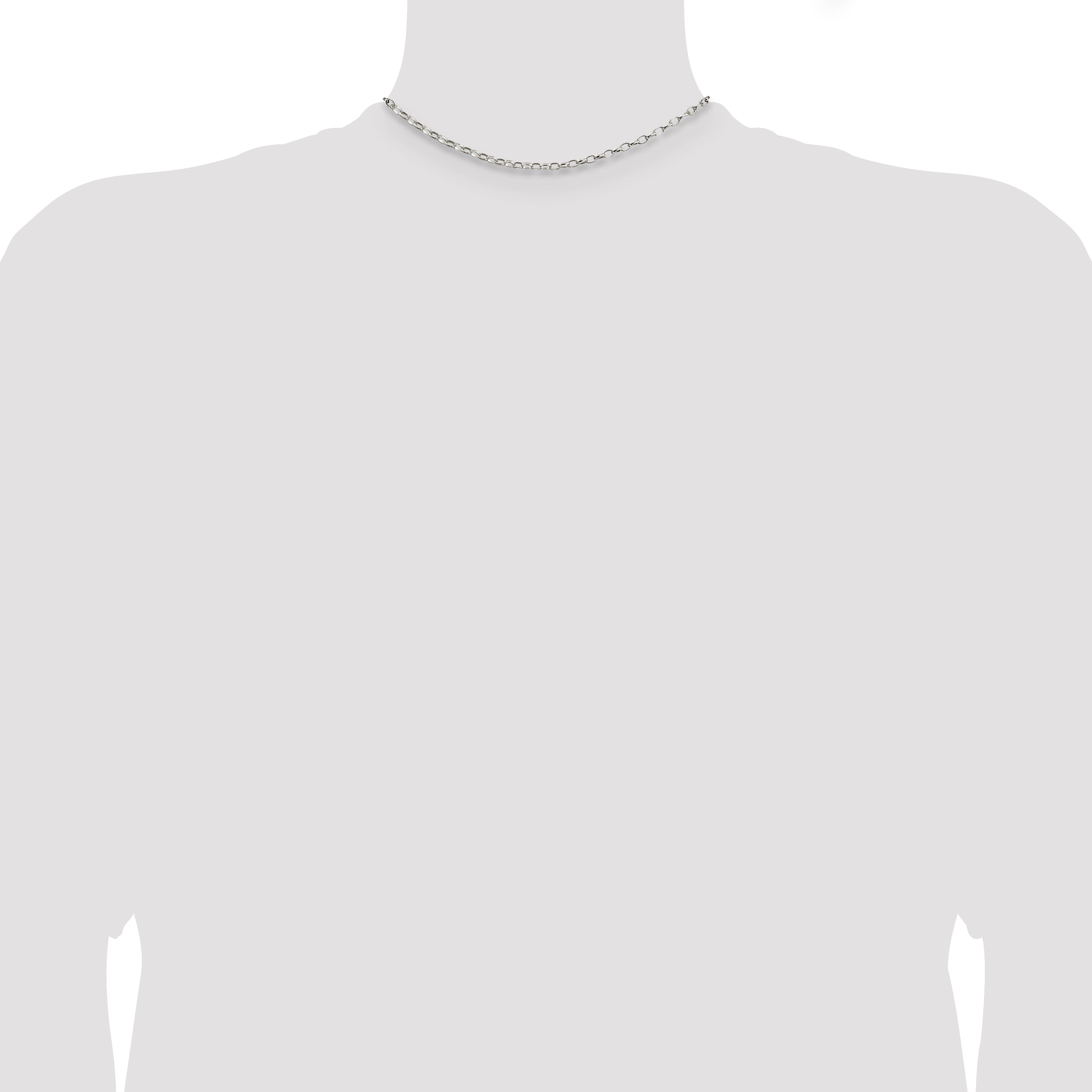 14 Inch Sterling Silver 2.5mm Oval Fancy Rolo Chain