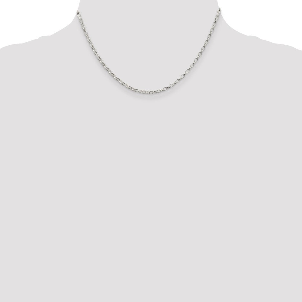 16 Inch Sterling Silver 2.5mm Oval Fancy Rolo Chain Necklace