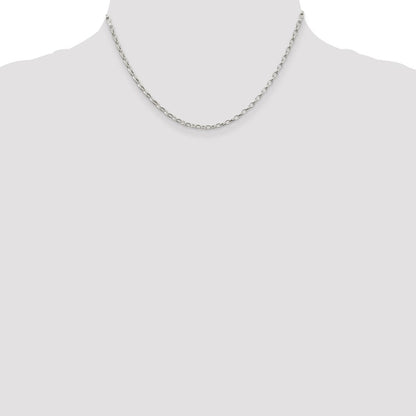 16 Inch Sterling Silver 2.5mm Oval Fancy Rolo Chain Necklace