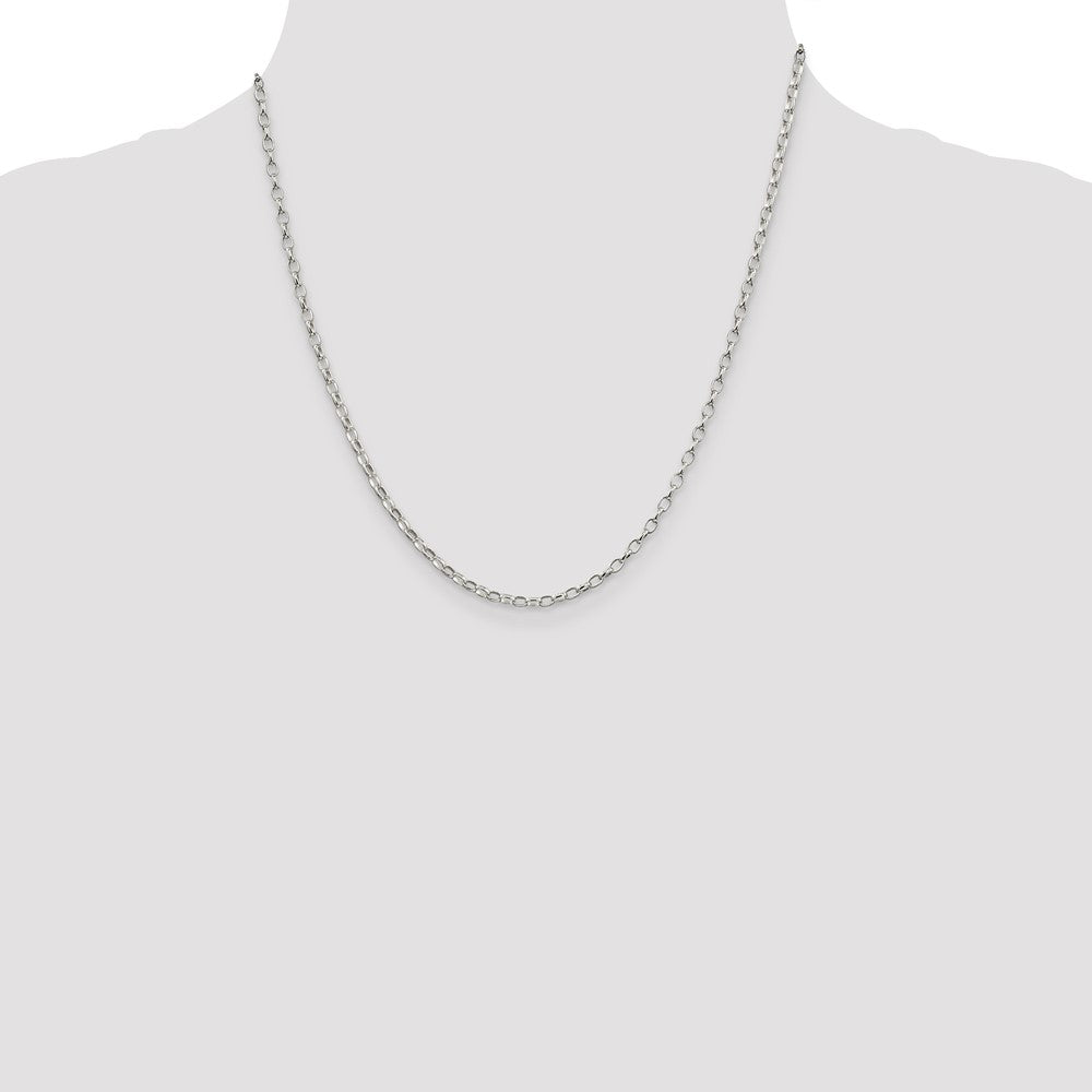 20 Inch Sterling Silver 2.5mm Oval Fancy Rolo Chain Necklace