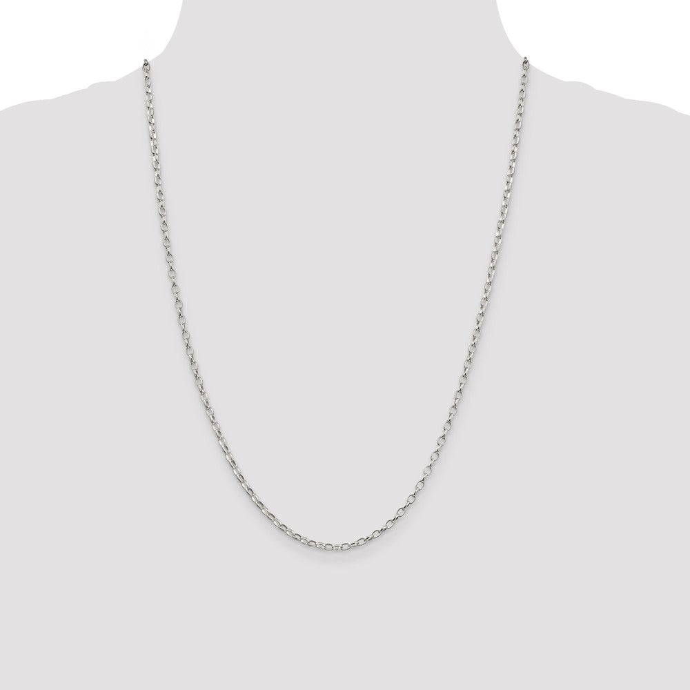 24 Inch Sterling Silver 2.5mm Oval Fancy Rolo Chain Necklace