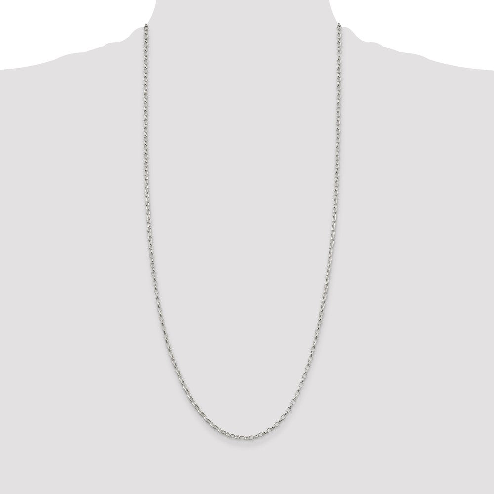 30 Inch Sterling Silver 2.5mm Oval Fancy Rolo Chain Necklace