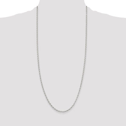 30 Inch Sterling Silver 2.5mm Oval Fancy Rolo Chain Necklace