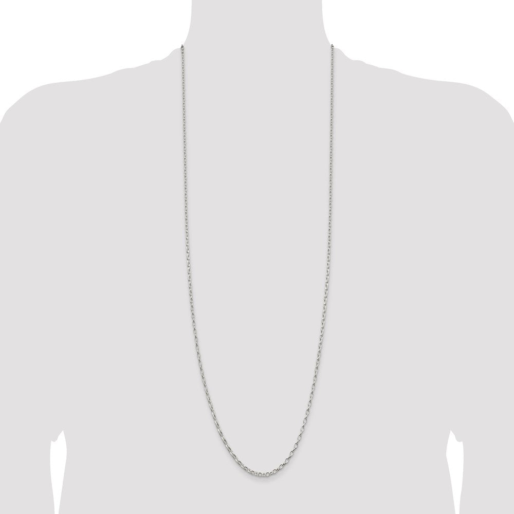 36 Inch Sterling Silver 2.5mm Oval Fancy Rolo Chain Necklace