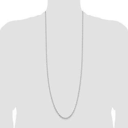 36 Inch Sterling Silver 2.5mm Oval Fancy Rolo Chain Necklace