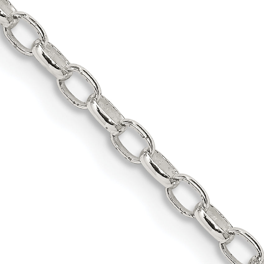 14 Inch Sterling Silver 2.5mm Oval Fancy Rolo Chain