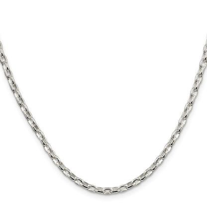 22 Inch Sterling Silver 3.2mm Oval Fancy Rolo Chain Necklace