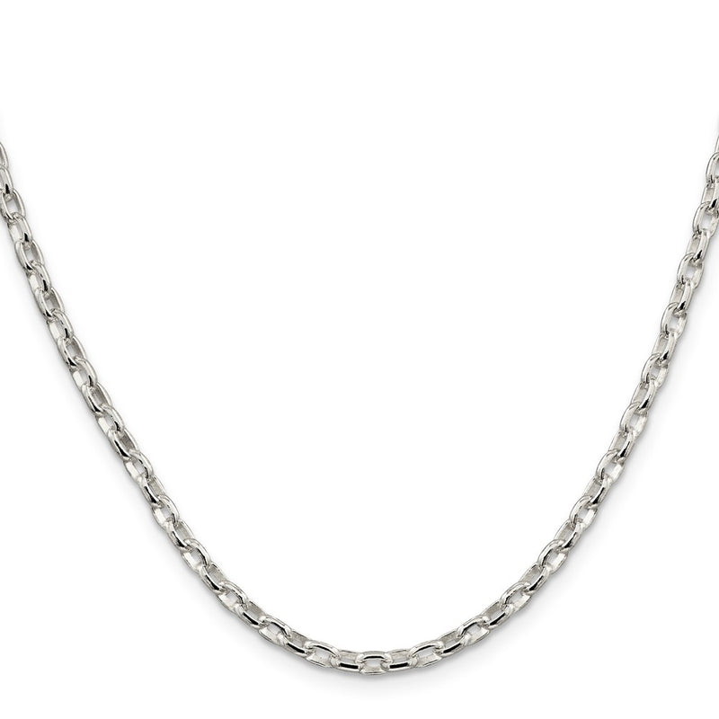 26 Inch Sterling Silver 3.2mm Oval Fancy Rolo Chain Necklace