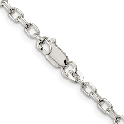 20 Inch Sterling Silver 3.2mm Oval Fancy Rolo Chain Necklace