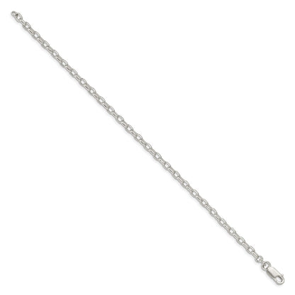 8 Inch Sterling Silver 3.2mm Oval Fancy Rolo Chain Bracelet