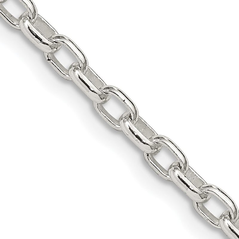24 Inch Sterling Silver 3.2mm Oval Fancy Rolo Chain Necklace