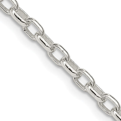 16 Inch Sterling Silver 3.2mm Oval Fancy Rolo Chain Necklace