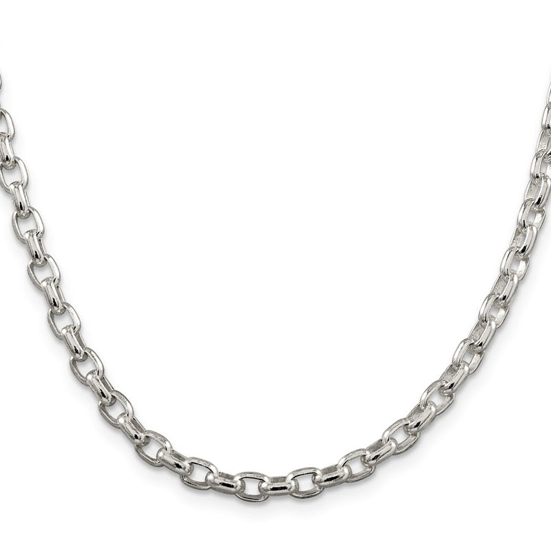 24 Inch Sterling Silver 4.4mm Oval Fancy Rolo Chain Necklace