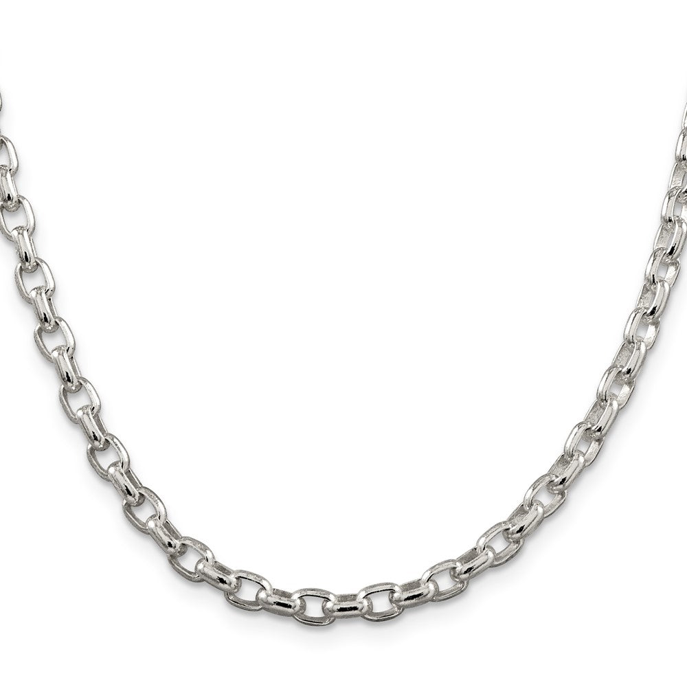 20 Inch Sterling Silver 4.4mm Oval Fancy Rolo Chain Necklace