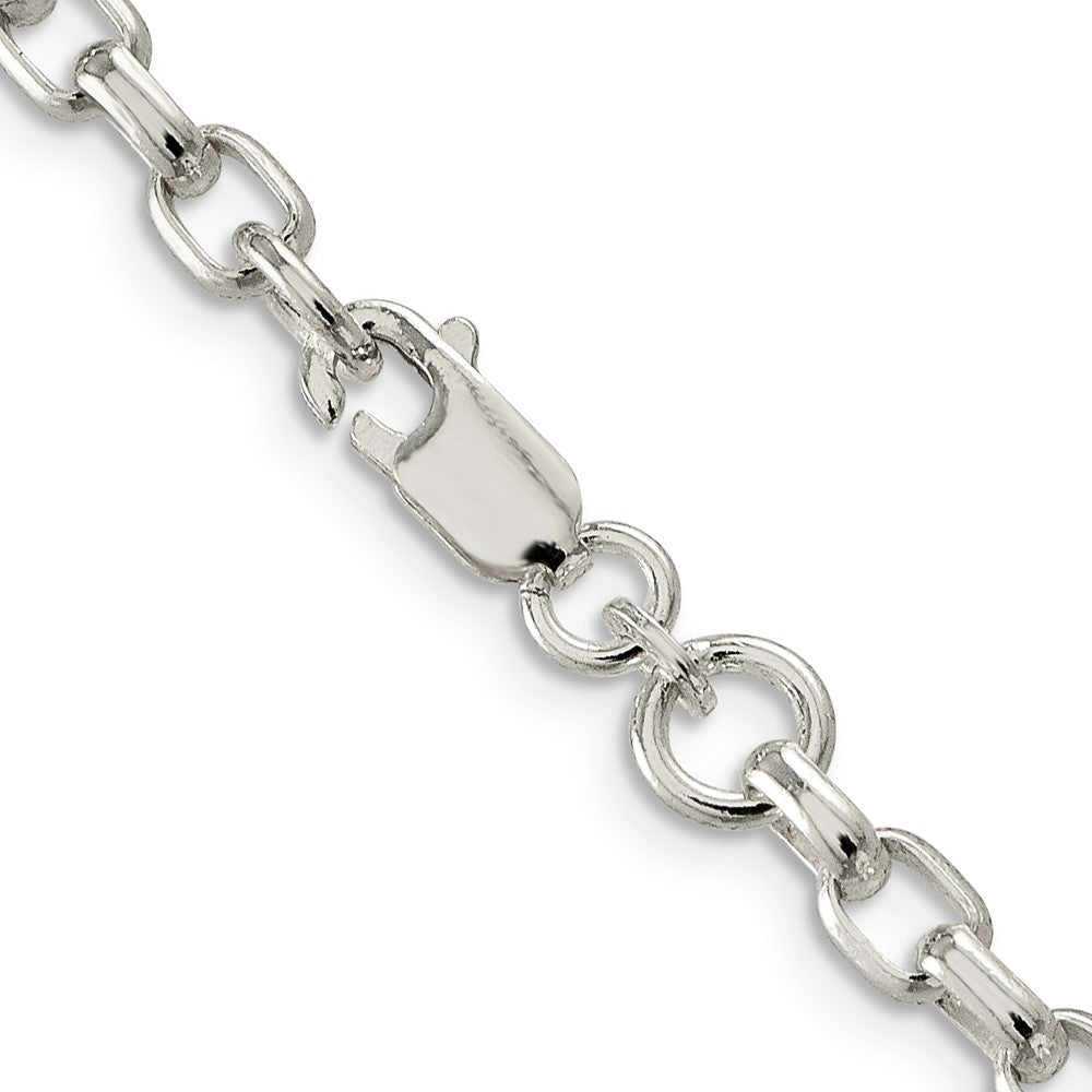 18 Inch Sterling Silver 4.4mm Oval Fancy Rolo Chain Necklace