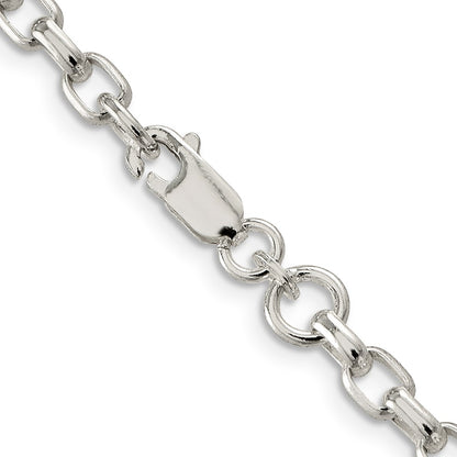 18 Inch Sterling Silver 4.4mm Oval Fancy Rolo Chain Necklace