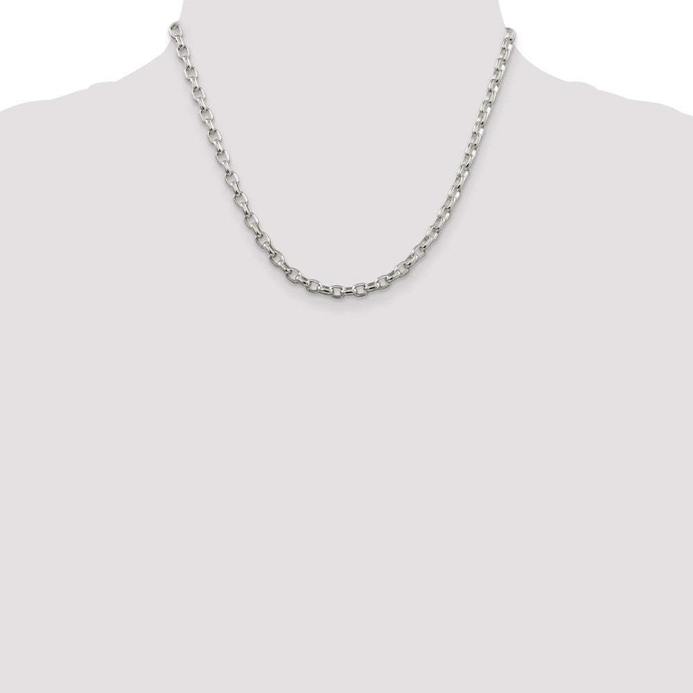 18 Inch Sterling Silver 4.4mm Oval Fancy Rolo Chain Necklace