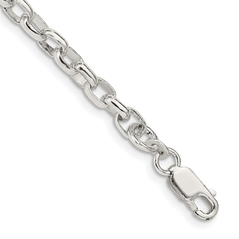 7 Inch Sterling Silver 4.4mm Oval Fancy Rolo Chain Bracelet