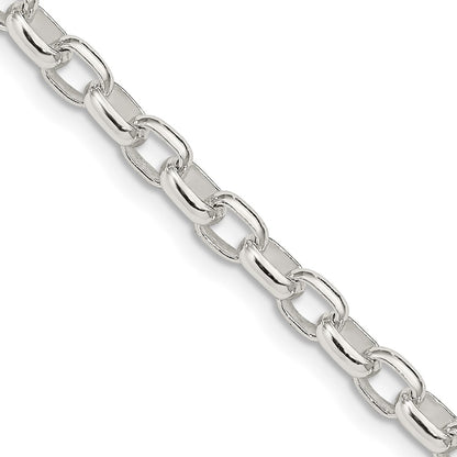 24 Inch Sterling Silver 4.4mm Oval Fancy Rolo Chain Necklace