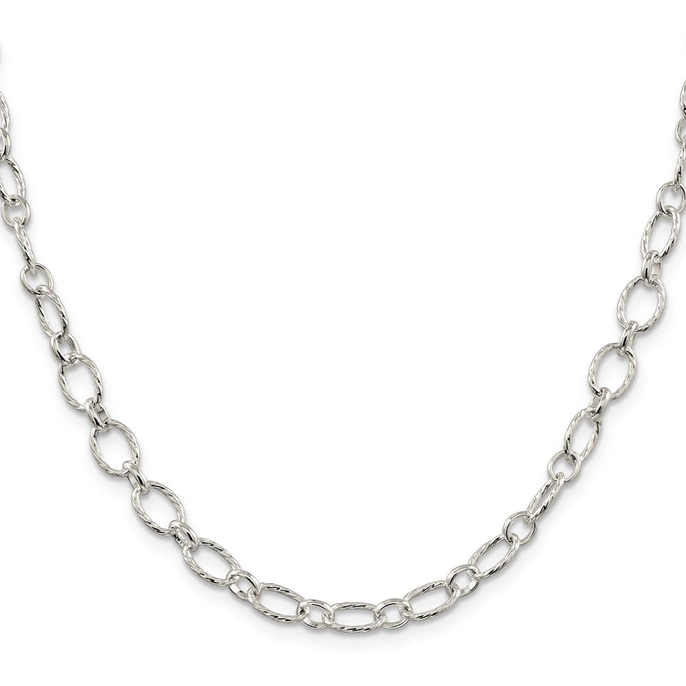 20 Inch Sterling Silver 6.1mm Fancy Patterned Rolo Chain Necklace