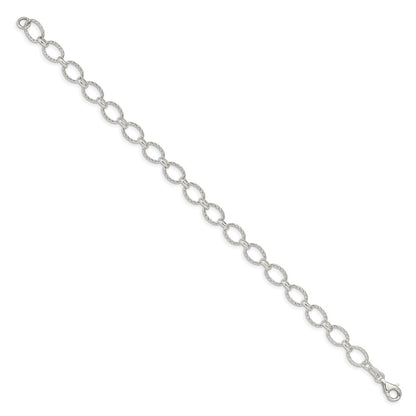 8 Inch Sterling Silver 6.1mm Fancy Patterned Rolo Chain Bracelet