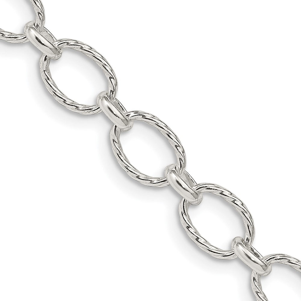 24 Inch Sterling Silver 6.1mm Fancy Patterned Rolo Chain Necklace