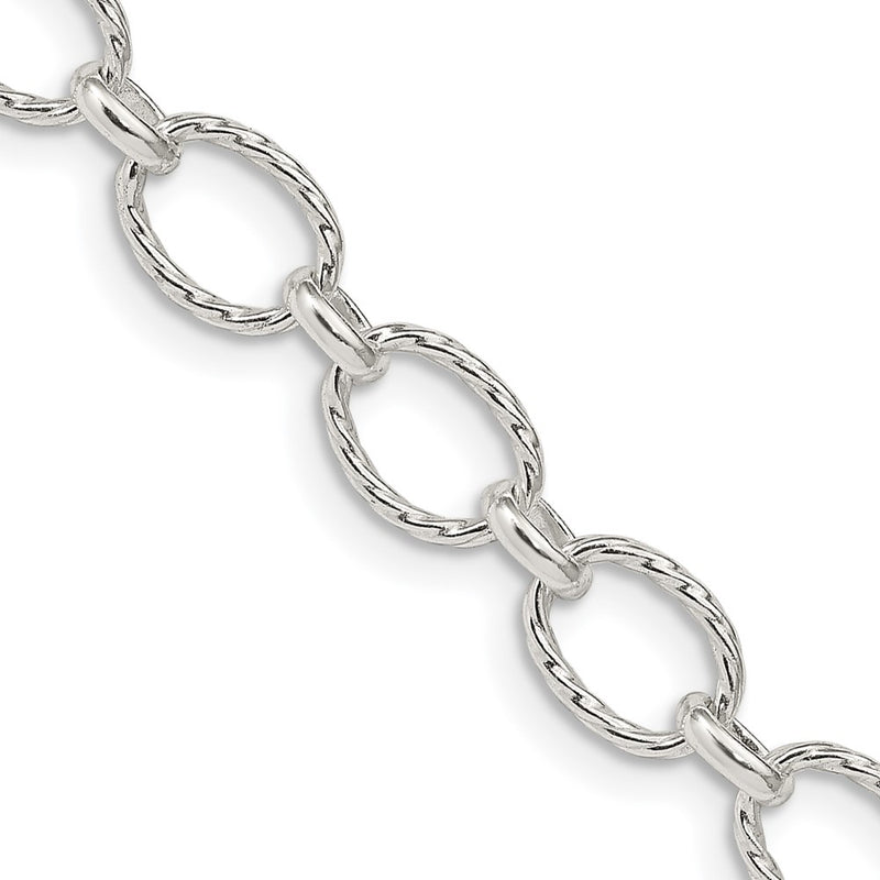 24 Inch Sterling Silver 6.1mm Fancy Patterned Rolo Chain Necklace