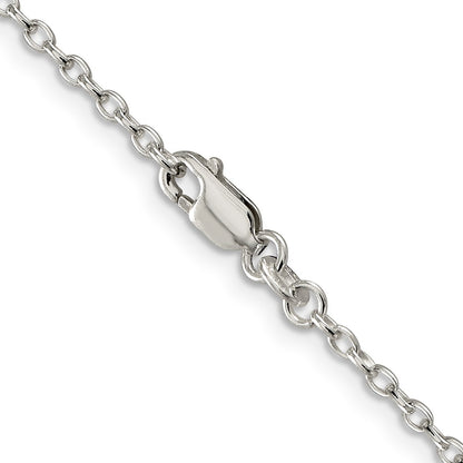 24 Inch Sterling Silver 2.25mm Oval Cable Chain Necklace