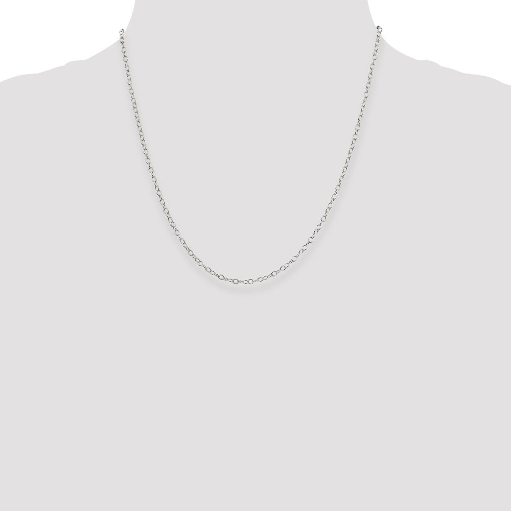 20 Inch Sterling Silver 2.25mm Oval Cable Chain Necklace
