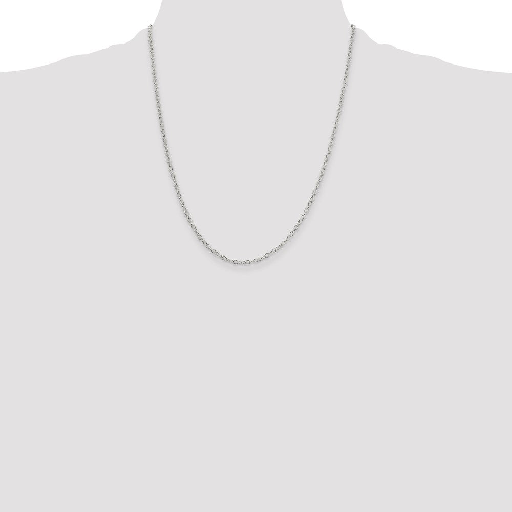 22 Inch Sterling Silver 2.25mm Oval Cable Chain Necklace