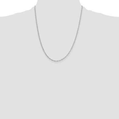 22 Inch Sterling Silver 2.25mm Oval Cable Chain Necklace