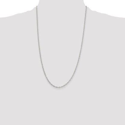 26 Inch Sterling Silver 2.25mm Oval Cable Chain Necklace