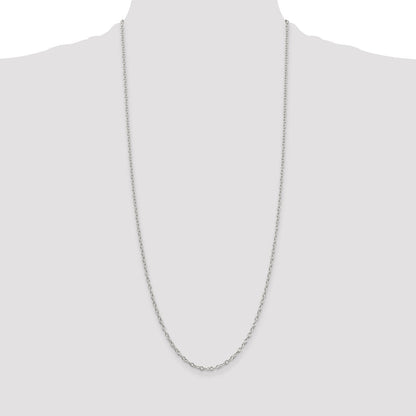 30 Inch Sterling Silver 2.25mm Oval Cable Chain Necklace