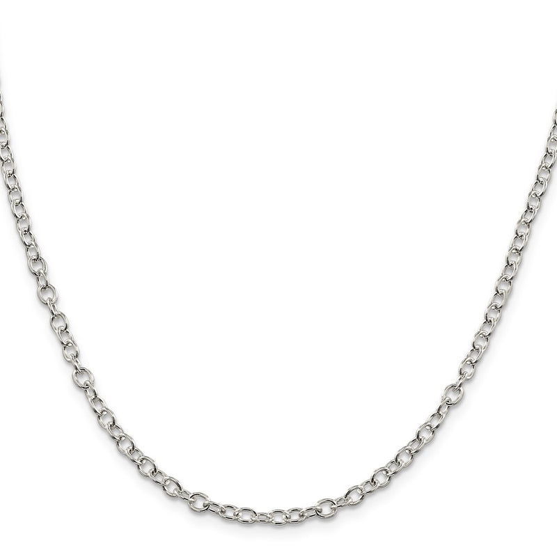 18 Inch Sterling Silver 3.75mm Oval Cable Chain Necklace