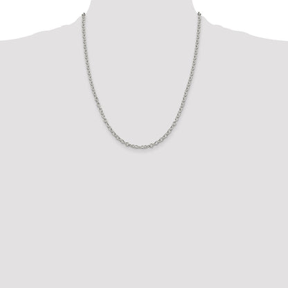 22 Inch Sterling Silver 3.75mm Oval Cable Chain Necklace