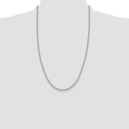 26 Inch Sterling Silver 3.75mm Oval Cable Chain Necklace