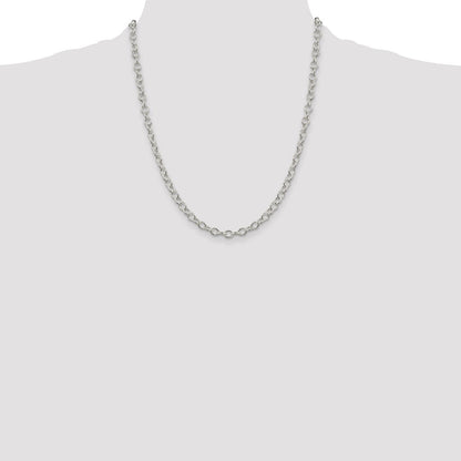 22 Inch Sterling Silver 5.3mm Oval Cable Chain Necklace