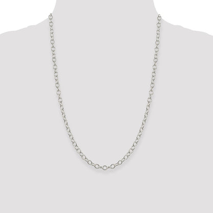 24 Inch Sterling Silver 5.3mm Oval Cable Chain Necklace