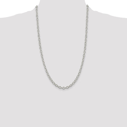 26 Inch Sterling Silver 5.3mm Oval Cable Chain Necklace