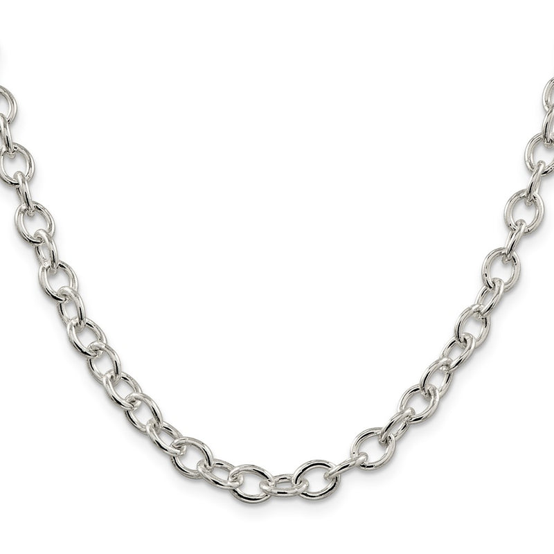 24 Inch Sterling Silver 6.8mm Oval Cable Chain Necklace
