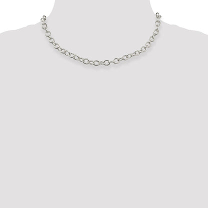 16 Inch Sterling Silver 6.8mm Oval Cable Chain Necklace