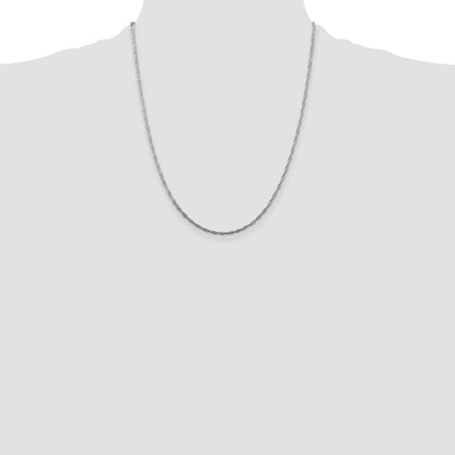 22 Inch Sterling Silver 1.75mm Singapore Chain Necklace