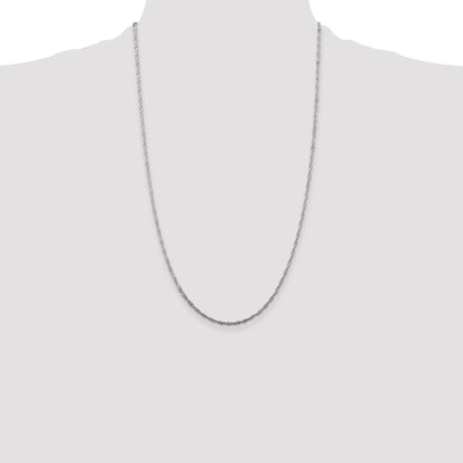 26 Inch Sterling Silver 1.75mm Singapore Chain Necklace