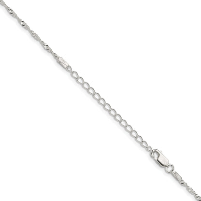 18 Inch Sterling Silver 1.75mm Singapore Chain W/2In Ext.