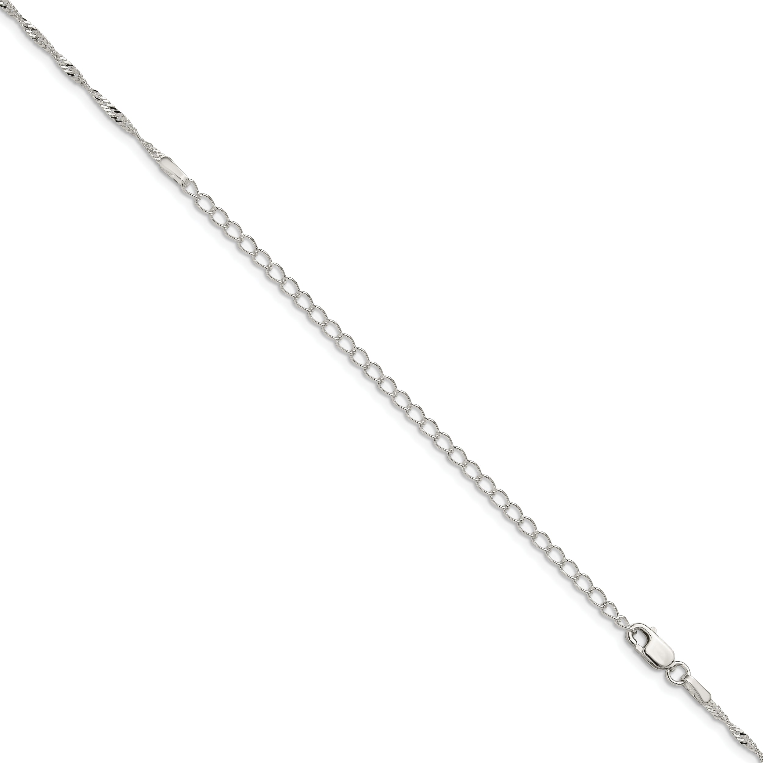 22 Inch Sterling Silver 1.75mm Singapore Chain W/4In Ext.