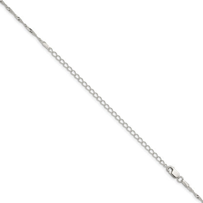 22 Inch Sterling Silver 1.75mm Singapore Chain W/4In Ext.