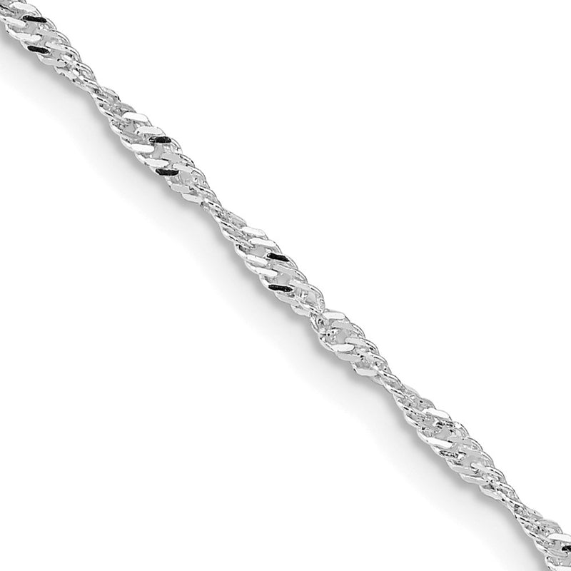 24 Inch Sterling Silver Rhodium-Plated 1.75mm Singapore Chain Necklace