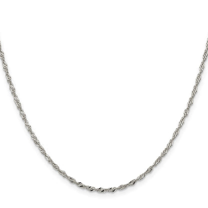 18 Inch Sterling Silver 2mm Singapore Chain W/2In Ext.