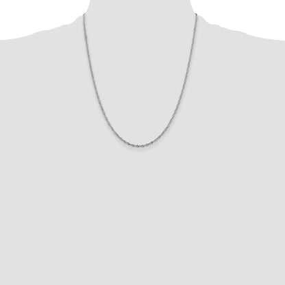 22 Inch Sterling Silver 2mm Singapore Chain Necklace