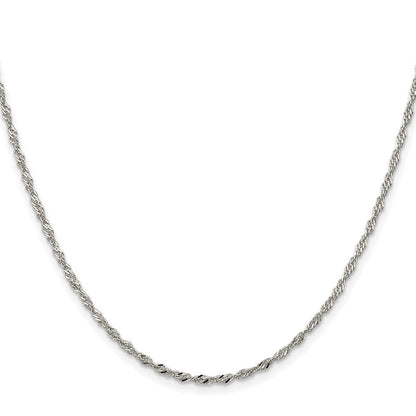 Sterling Silver Rhodium-Plated 2mm Singapore Chain